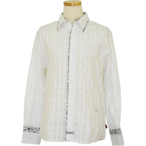 English Laundry White With Black Paisley Design Long Sleeves 100% Cotton Shirt ELW1119